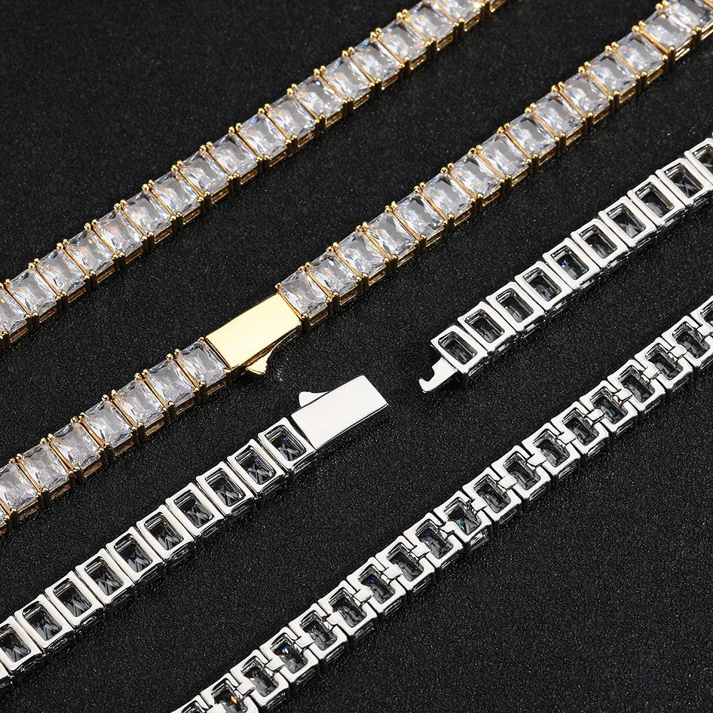 NUOYA Hip Hop Tennis Bracelet Iced Out AAAAA CZ Diamond Star Chain Bling White Gold Plated Jewelry luxury Gift Women Men