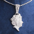 Bubble Letter Iced Out Queen Head Necklace Pendant  for Men Real Gold Plated 5A Cubic Zirconia Hip Hop Jewelry