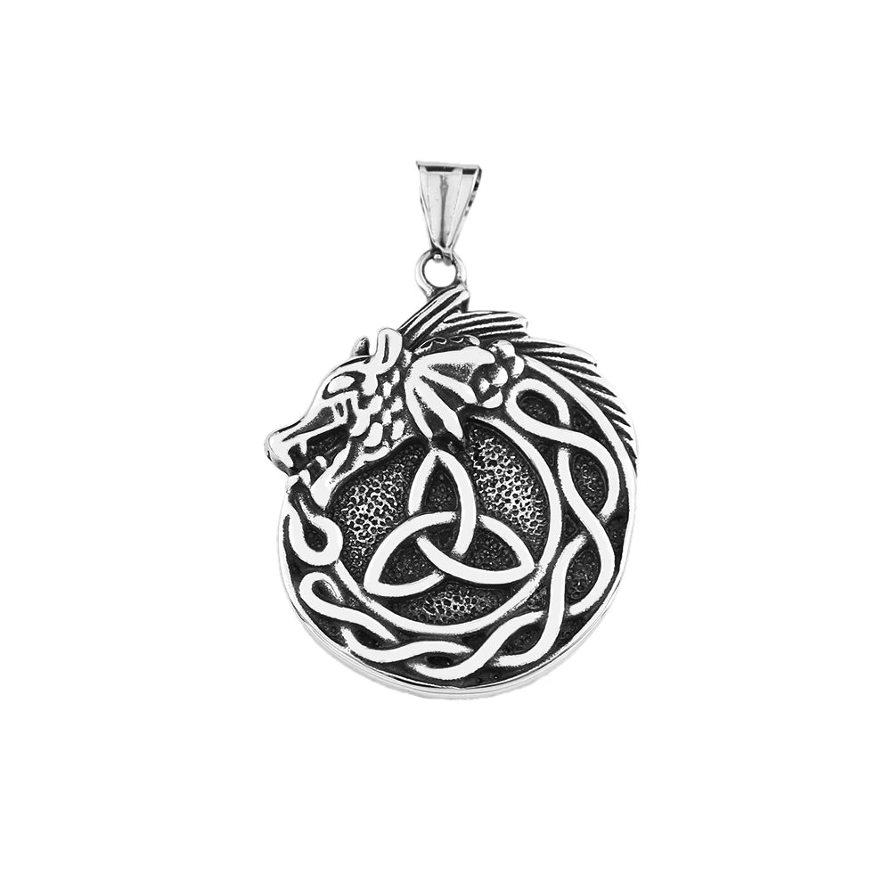 Dragon Celtic Knot Pendant — Stainless Steel