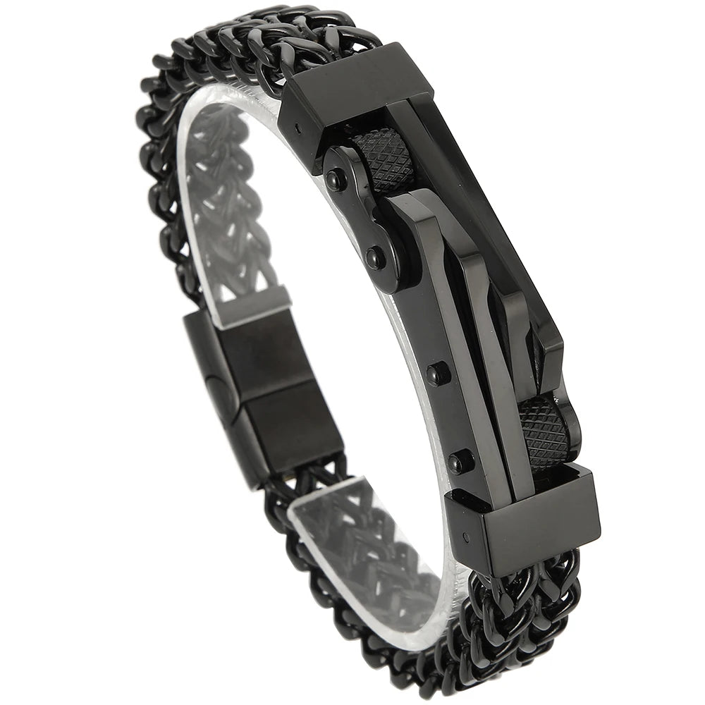 Bike Chain Man Bracelet for Men Gold Color Stainless Steel Link Men's Wrist Bracelets On Hand Jewelry Accessories