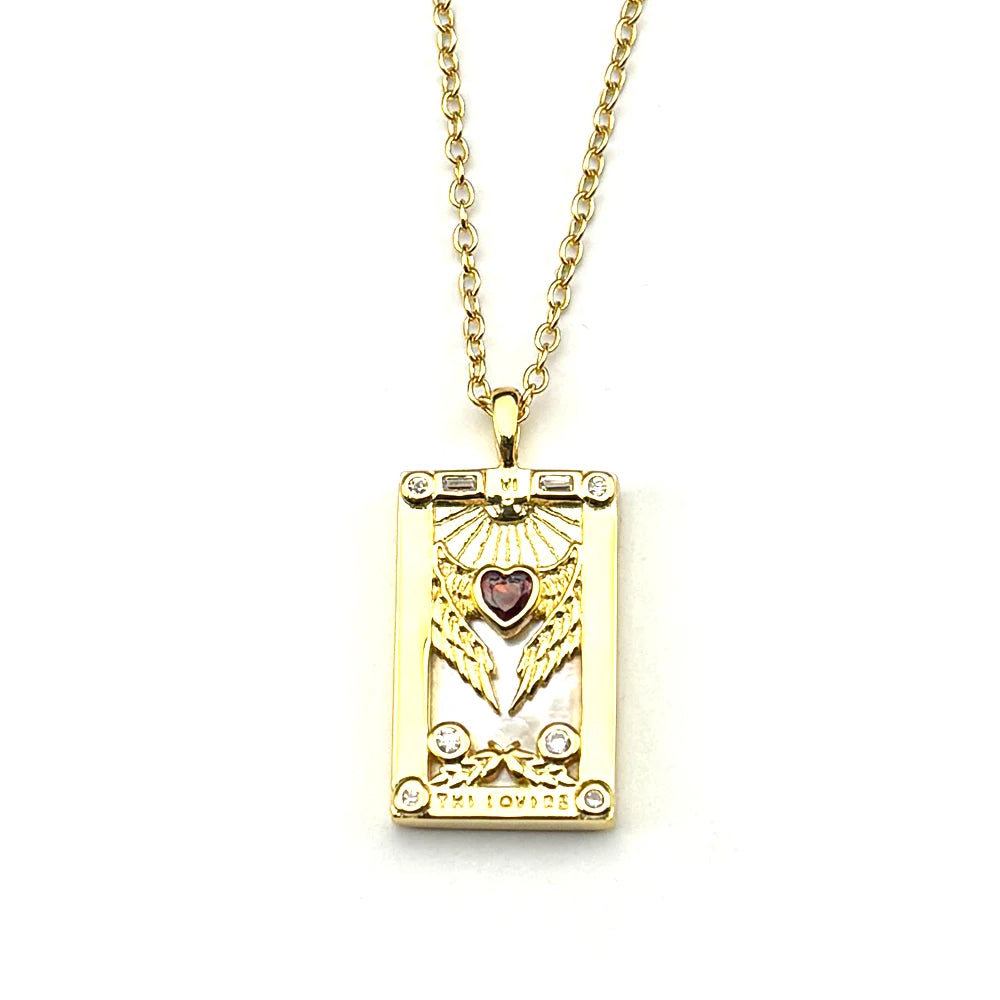 Heart Two-Tone Pendant Sterling Zircon Tarot Card