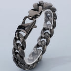 Retro Man Bracelet for Men Solid 18MM 316L Stainless Steel Curb Cuban Link Chain Bracelets Men's Hand Wrist Jewelry
