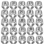 Personalised Initial Engrave A to Z Alphabet Stainless Steel Signet Blank Plain Ring Band High Polished Gold Color Tone