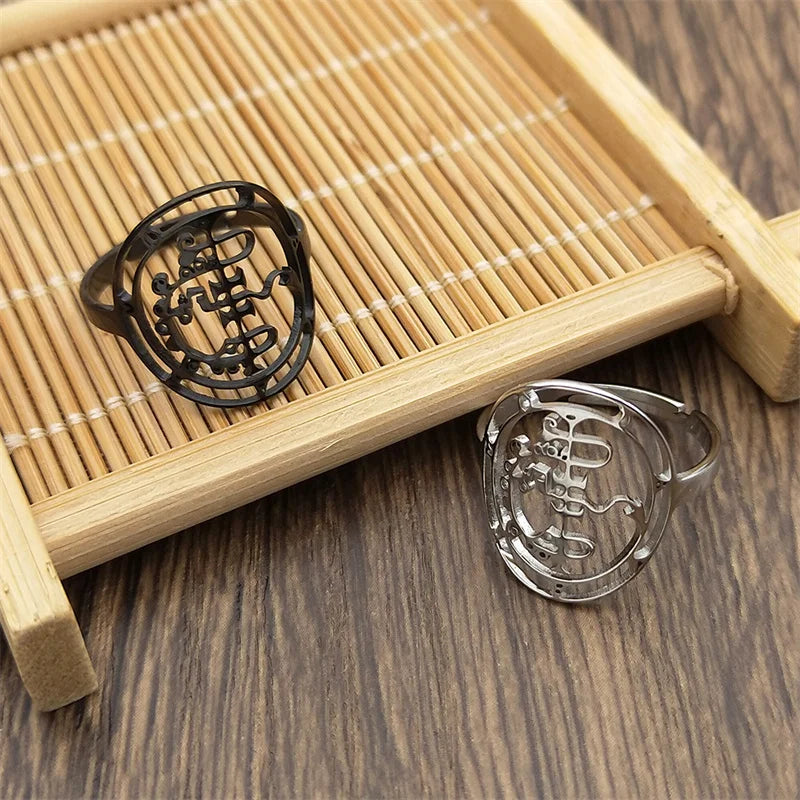 Baphomet Steel Ring Sigeal Sigil Lucifer Satan