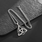 Stainless Steel Trinity Celtic Knot Nordic Rune Pendant Necklace Retro Ethnic Style Irish Knot Lucky Amulet Jewelry for Men