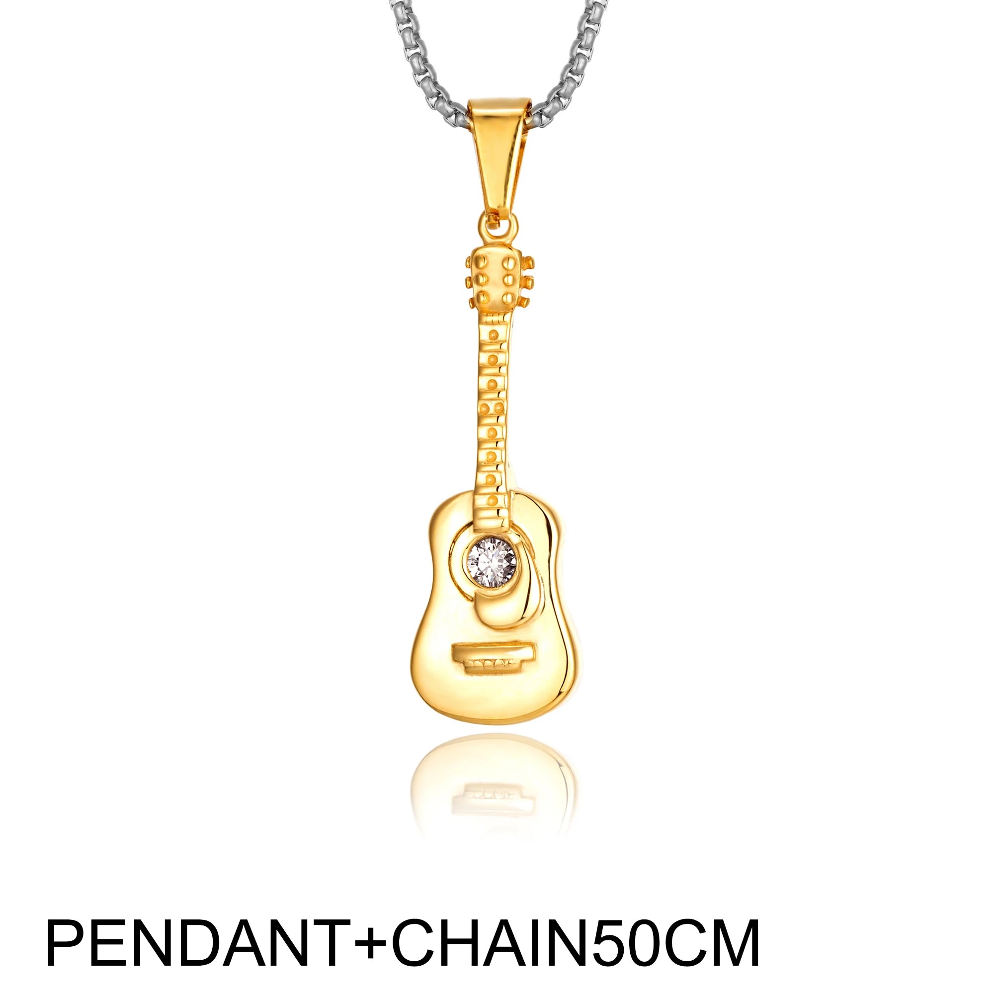 Guitar Stainless Steel Pendant Necklace