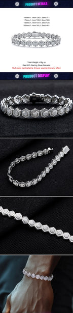 Iced Out Hexagon Bracelet — 925 Silver