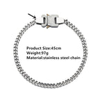 HANGZHI 2021 NEW Hip Hop Punk Titanium Steel Street Men and Women Letters Metal Safety Buckle Necklace Fashion Jewelry
