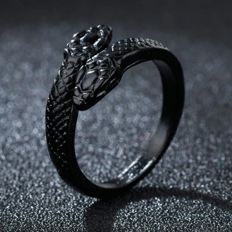 Vintage Goth Black Cross Open Ring for Men Women — Black-Tone