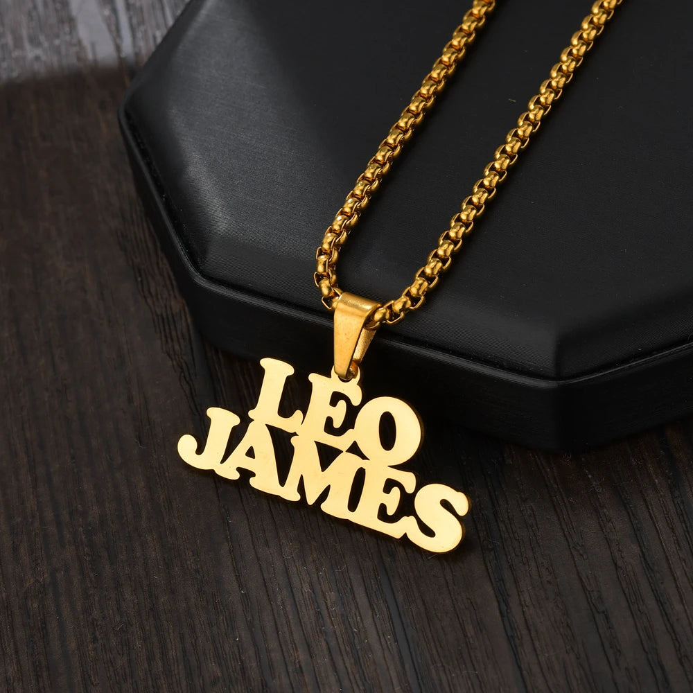 Multiple Styles Personalized Custom 2 Names Necklace Stainless Steel For Men Women Big Size Pendant Christmas Jewelry Gifts