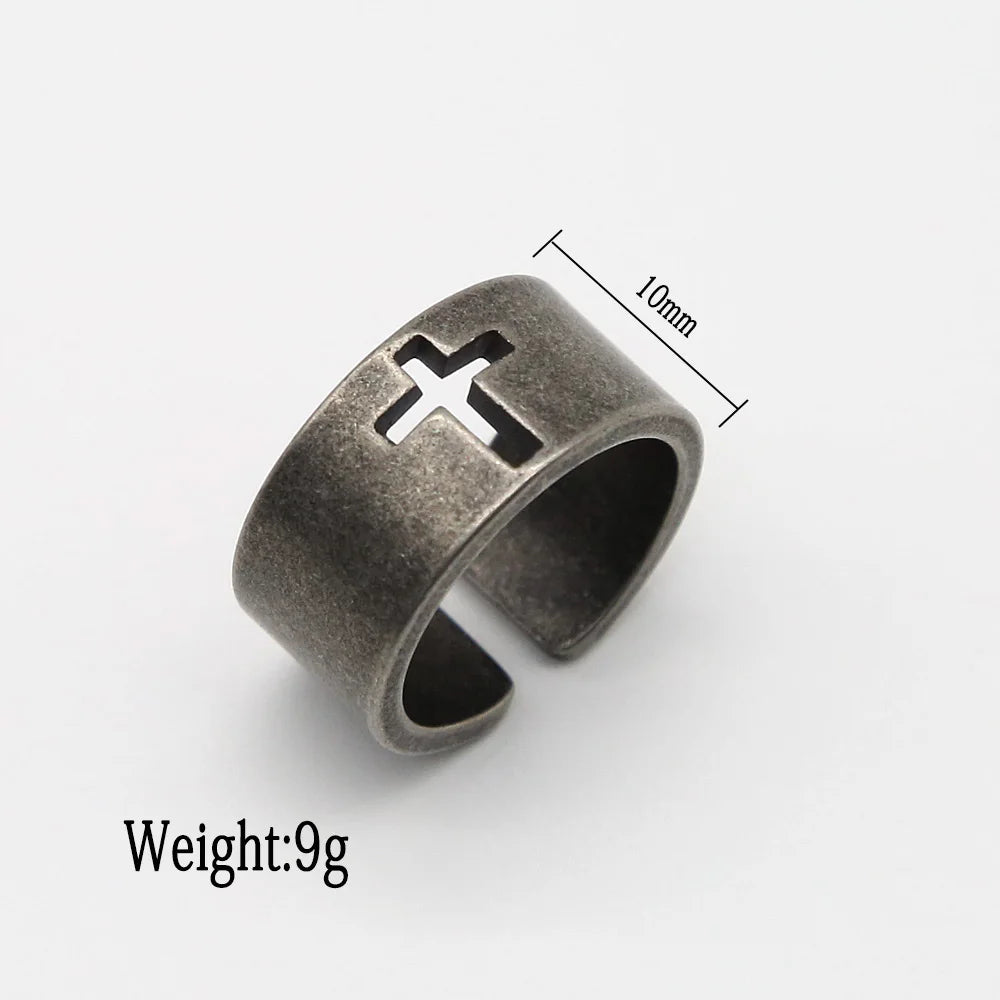 Vintage Cross Ring — Stainless Steel