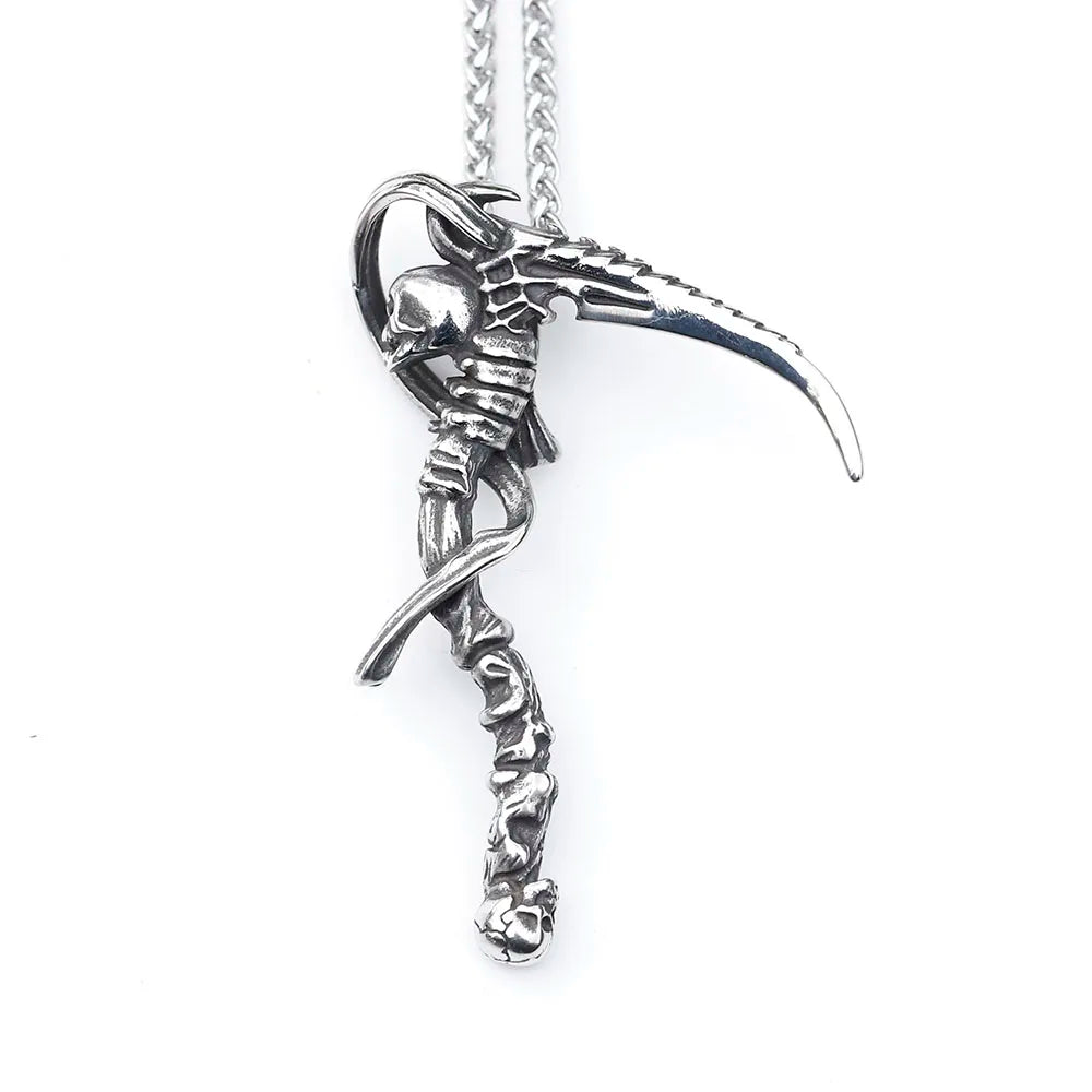 2023 NEW 316L stainless steel Vintage Sickle skull biker High Quality Jewelry Special Design Skeleton Men's Pendant