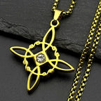Knot Silver Pendant Witch Rhinestones Wicca Magic