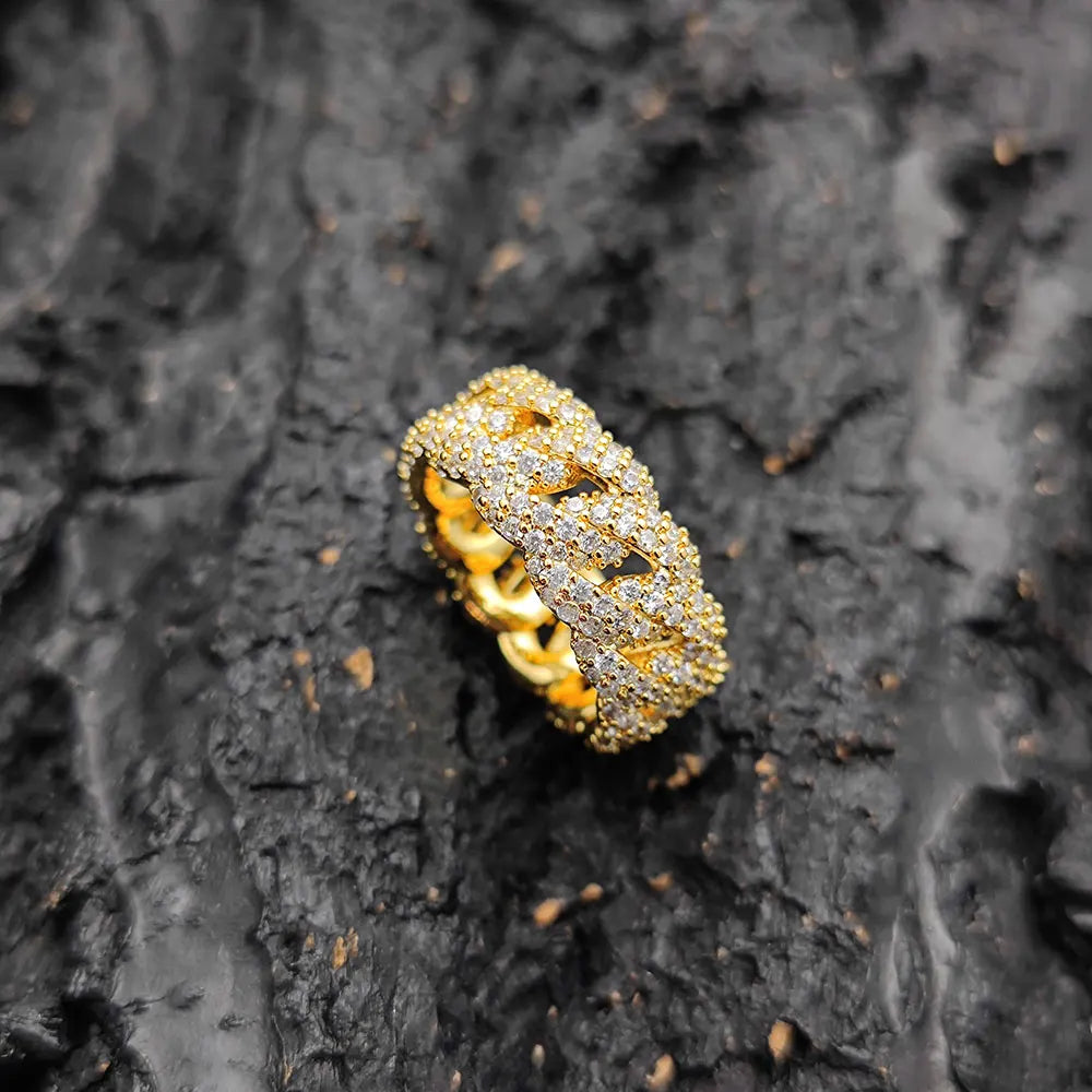 Iced Out Ring Stainless Steel Mesh CZ