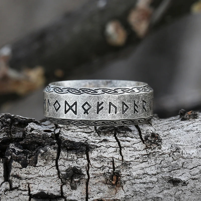 Viking Nordic Rune Band Ring for Men — Stainless Steel