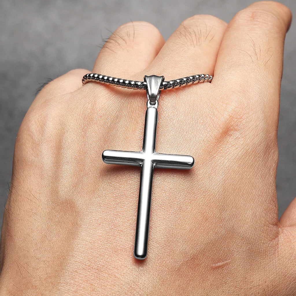 Cross Pendant Necklace Stainless Steel Simple