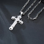 Vnox Men Cross Necklace with 4MM Byzantine Chain,Punk Rock Stainless Steel Catholic Crucifix Pendant Religious Jewelry