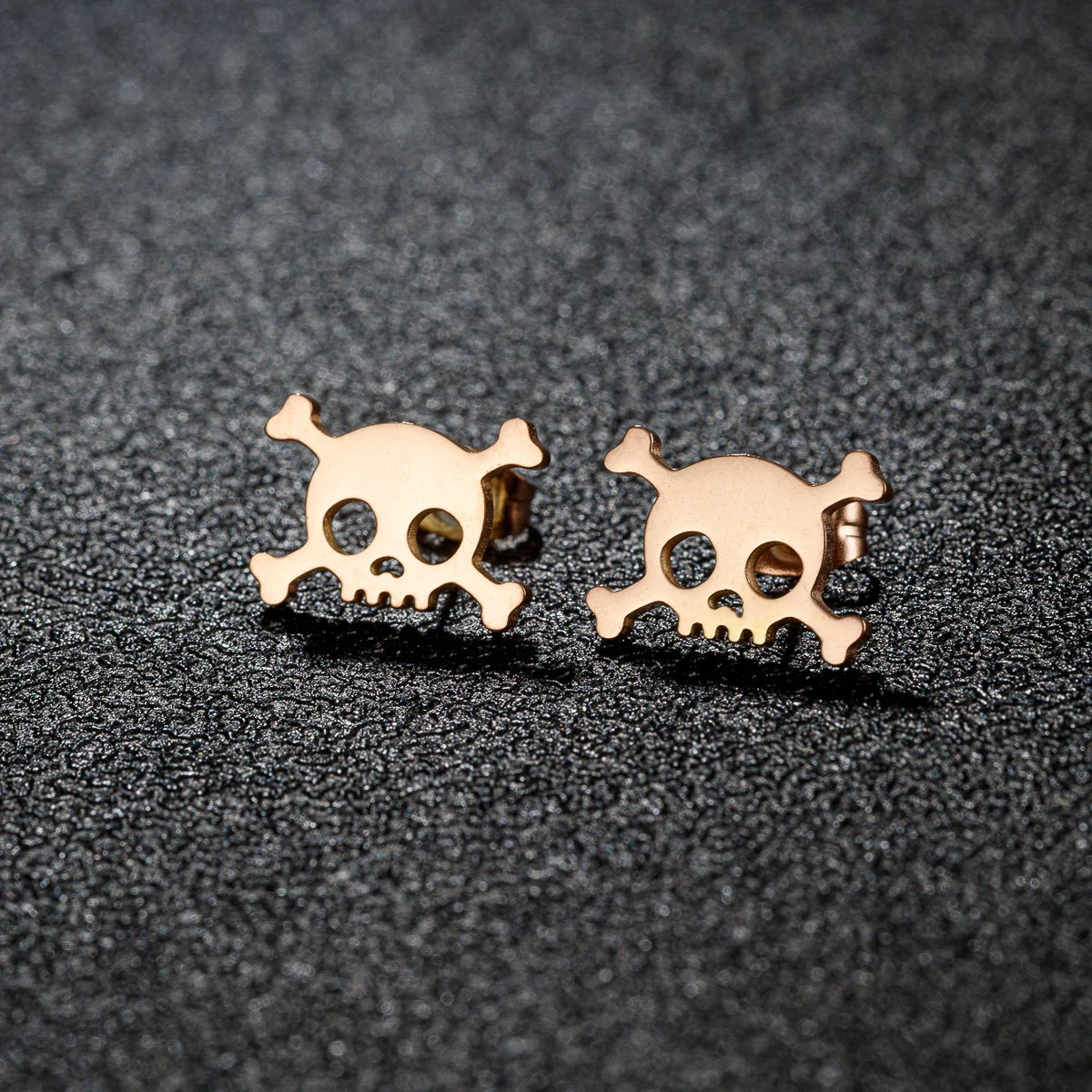 Hollow Mini Skull Stud Earrings for Men — Stainless Steel