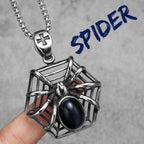 Spider Silk Gemstone Men Necklaces With Pendant Stainless Steel Jewelry For Male Women Punk Hip Hop Accessories Gifts