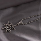 Fashion Creative Sun Flame Pendant Necklace Punk Hip Hop Retro Hipster Men's Hollowed Out Titanium Steel Necklace