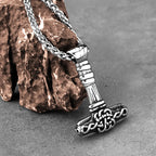 Stainless Steel Viking Odin Hammer Mjolnir Necklace for Men Vintage Nordic Celtic Knot Pendant Necklace Fashion Amulet Jewelry