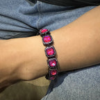 14mm Black Grey Bracelet Hip Hop Men Women Cuban Chain Bling Iced Out Rhinestones Paved Miami Necklace Jewelry