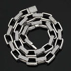 Iced Out CZ Square Link Chain Bracelet & Necklace — Two-Tone