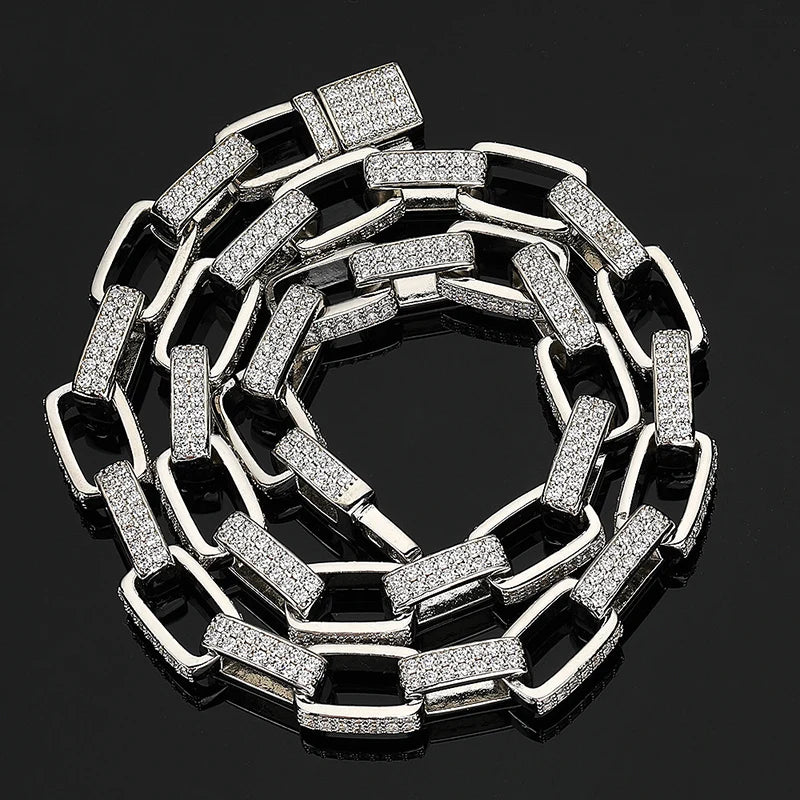 Iced Out CZ Square Link Chain Bracelet & Necklace — Two-Tone