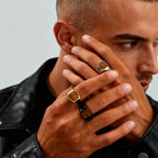 Tiger Eye Signet Ring — Stainless Steel