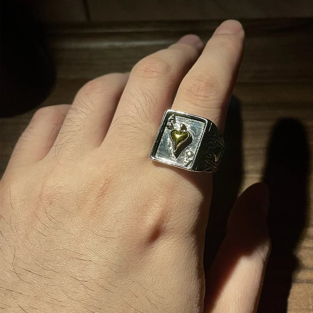 Ace of Spades Punk Gothic Open Ring — Zinc Alloy