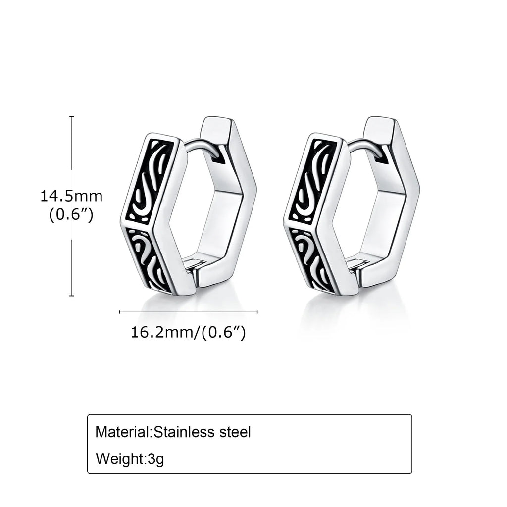 Geometric Hoop Earrings — Stainless Steel
