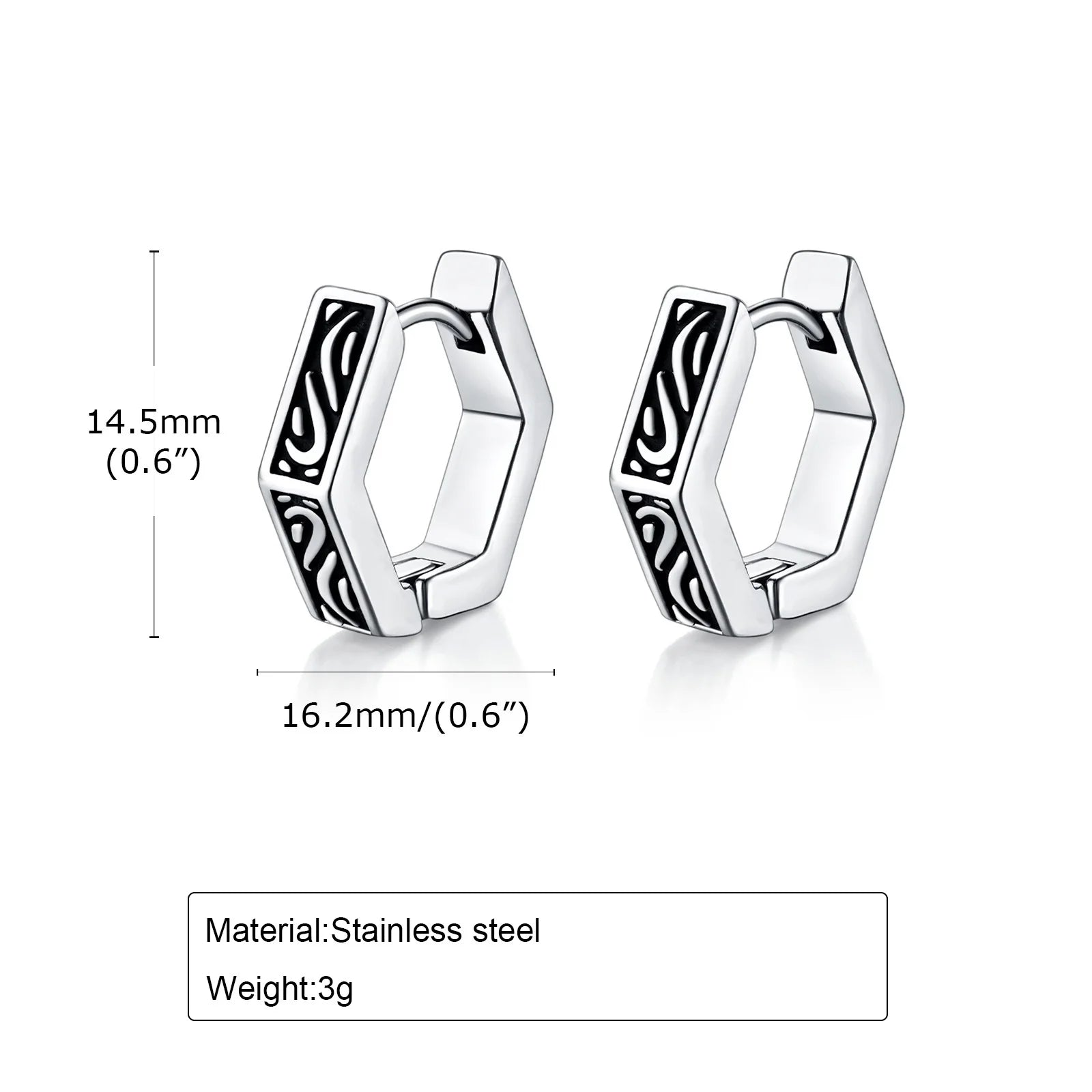 Geometric Hoop Earrings — Stainless Steel