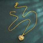 Iced Out Heart Gold Pendant Necklace