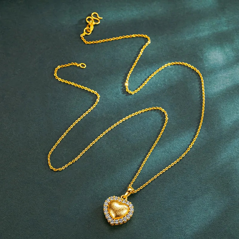 Iced Out Heart Gold Pendant Necklace