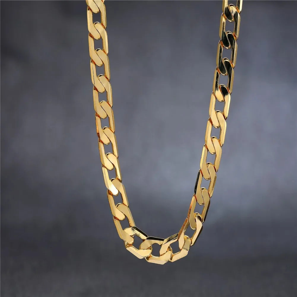 40-75cm 925 Sterling Silver 18K Gold 8MM Necklaces Classic Sideways Chain For Men Woman Fine Jewelrys Wedding Party