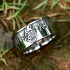 Viking Wolf Head Amulet Ring for Men — 316L Stainless Steel