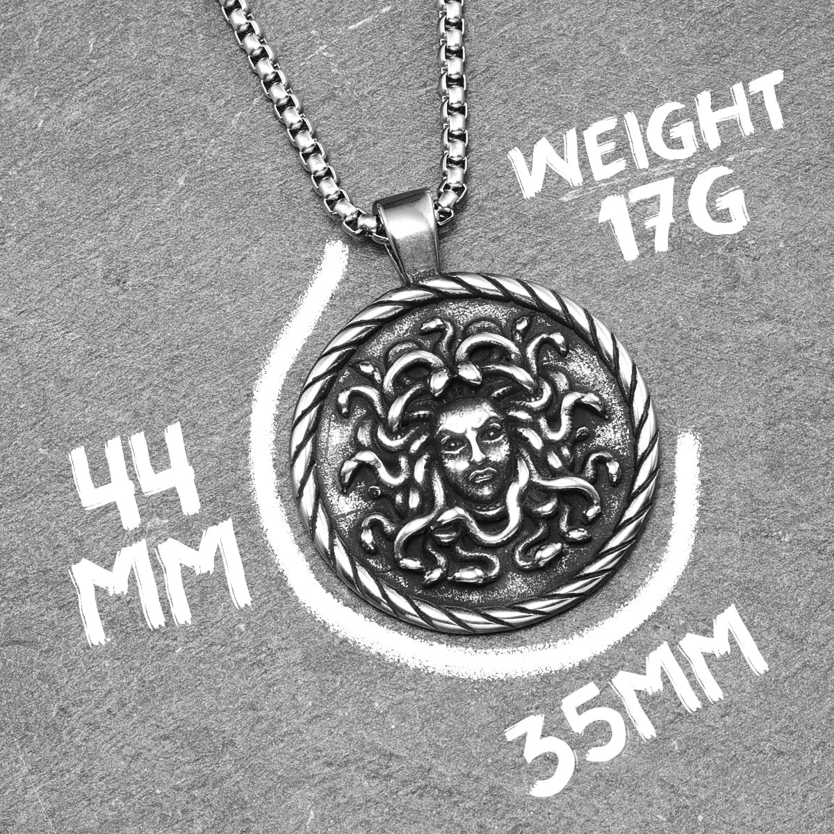 Snake Medusa Pendant Necklace Stainless Steel