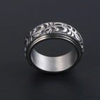Vintage Scroll Pattern Rotatable Spinner Ring — Stainless Steel