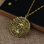 Skull Coin Medallion Pendant Necklace