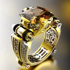 Square Large Zircon Ring — Stainless Steel