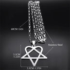 Hip Hop Rock Music Him Heartagram Star Heart Necklace for Women Men Stainless Steel Y2k Black Metal Band Goth Punk Chain Jewelry