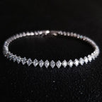 2022 New 18cm Marquise Oval Square Cut Luxury Silver Color on Hand Tennis Bracelet Bangle for Women Party Gift Jewelry