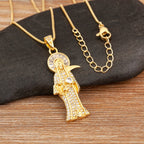 Iced Out Virgin Mary Pendant Necklace