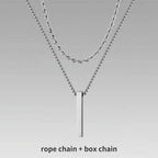 Vertical Bar Rope Cuban Chain Pendant — SS