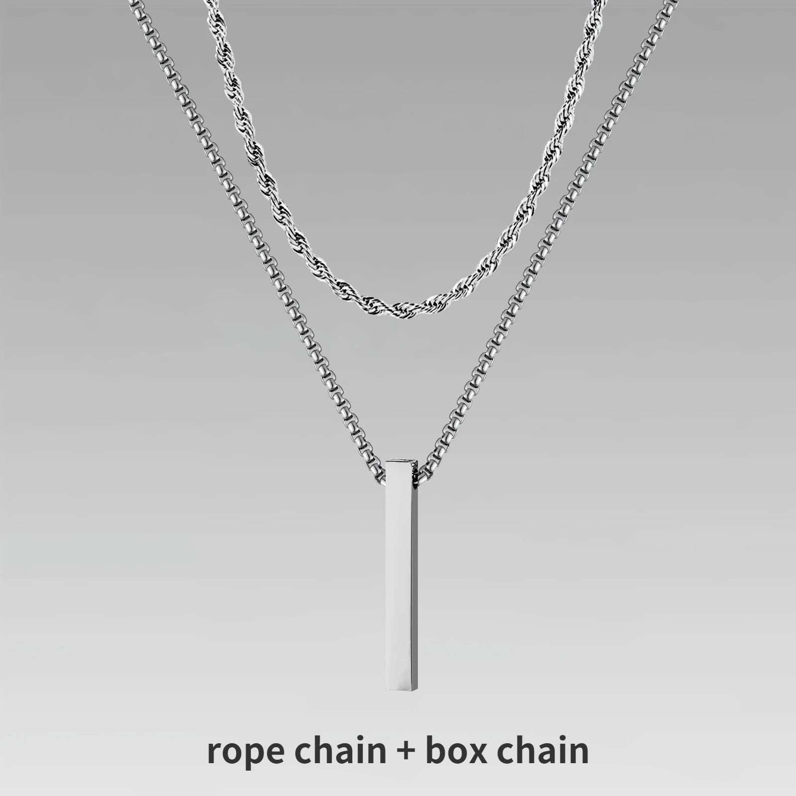 Vertical Bar Rope Cuban Chain Pendant — SS