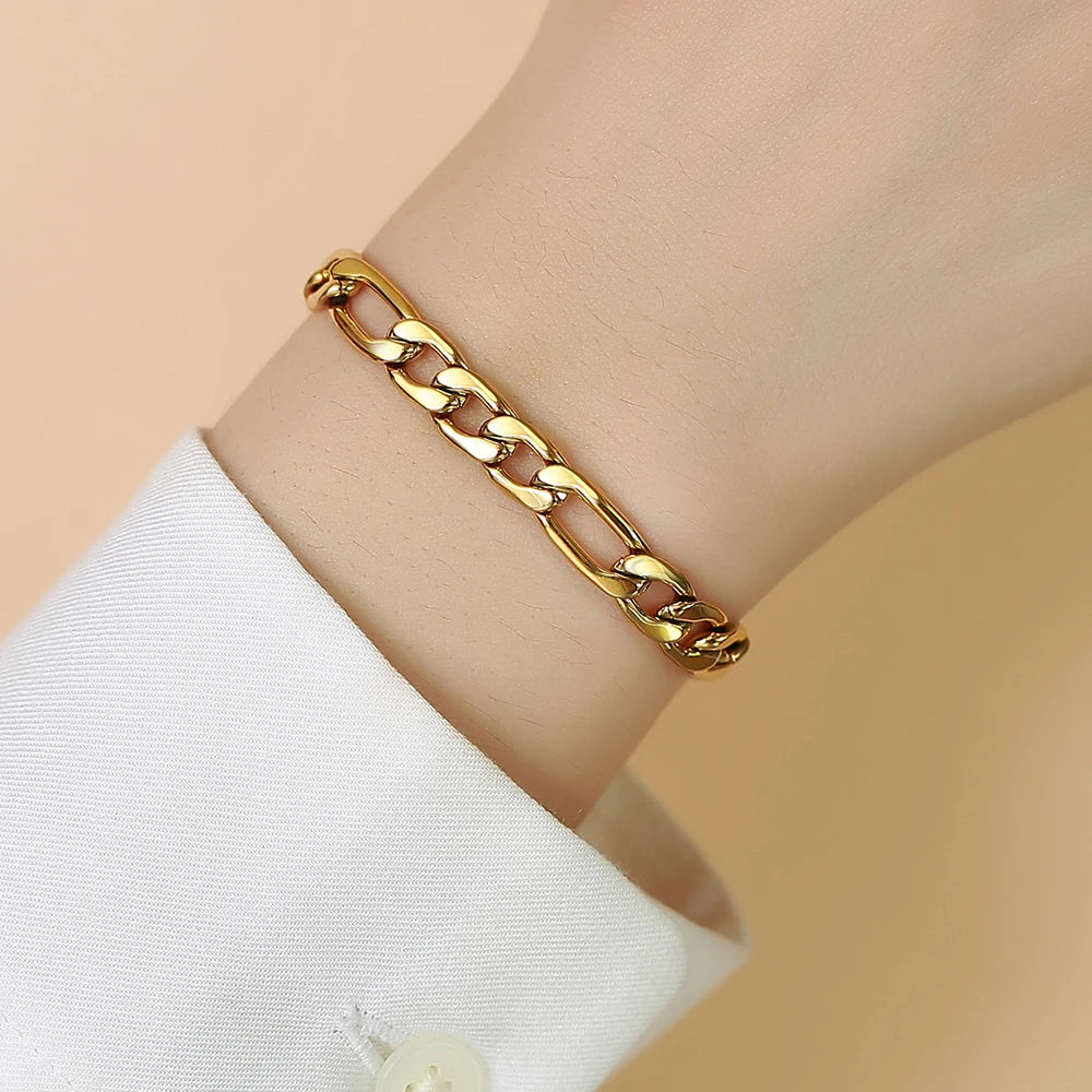 Gold Figaro Bracelet 316L Stainless Steel 5MM