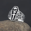 Cross Skull Gravestone Ring — 925 Silver