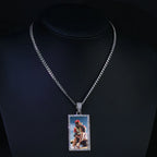 Iced Out Photo Pendant Necklace Rectangle