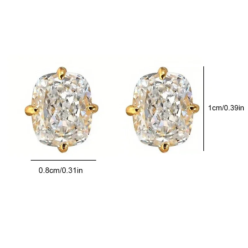 Fashion Classic Sparkling Synthetic Zirconia Stud Earrings for Unisex Luxury Minimalist Design Party Banquet Jewelry