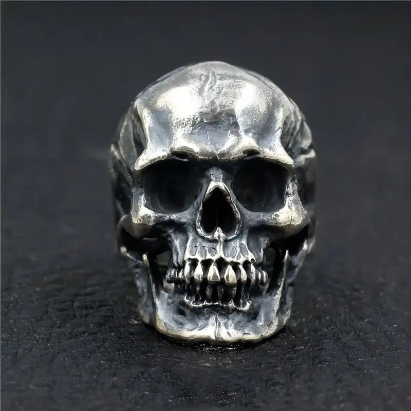 Antique Silver Color Evil Skeleton Skull Ring For Men Chunky Stainless Steel Punk Rock Skeleton Ring Jewelry For Male Wholesale